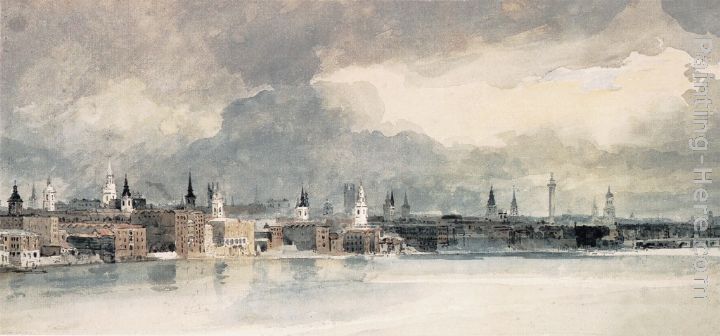 Study for the Eidometropolis the Thames from Queenhithe to London Bridge painting - Thomas Girtin Study for the Eidometropolis the Thames from Queenhithe to London Bridge art painting